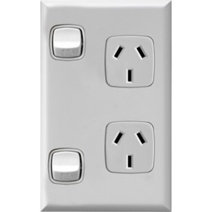 HPM Excel 10A Double Vertical Socket - White